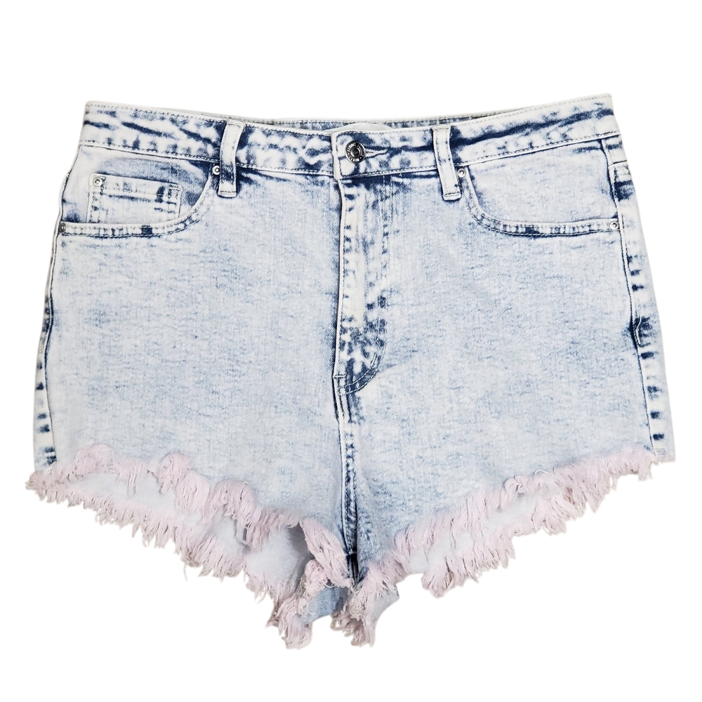 Almost Famous Frayed Dyed Hem High Waisted Women's Denim Shorts - Size 13